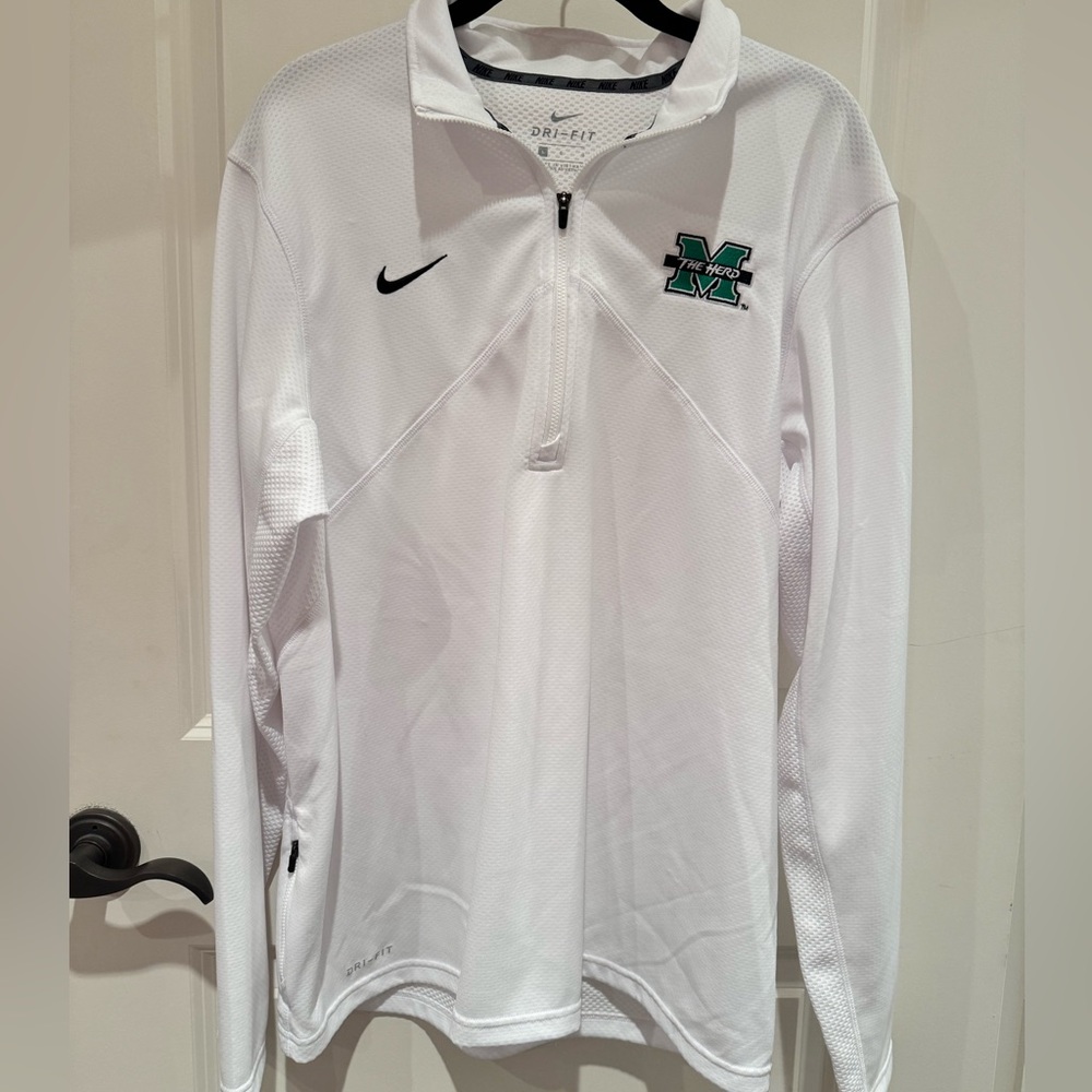 Nike Men’s White MARSHALL UNIVERSITY Dri-FIT Quarter-Zip Top
